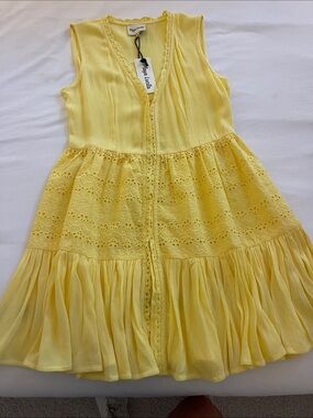 Playa Lucila bright yellow mini dress/beach cover up